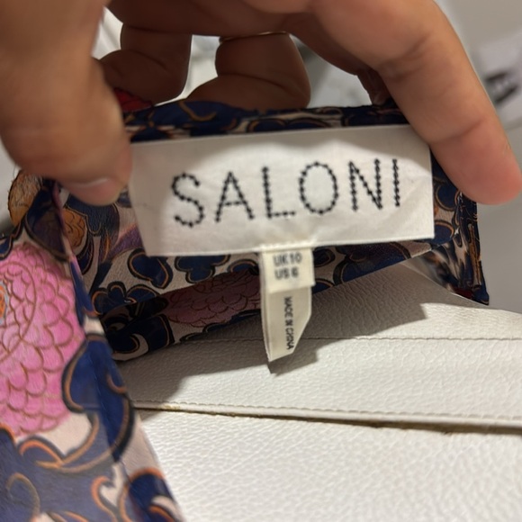 SALONI Pixie Floral Long Sleeve Dress Ruffle 100% Silk Fall Preppy - Picture 7 of 11